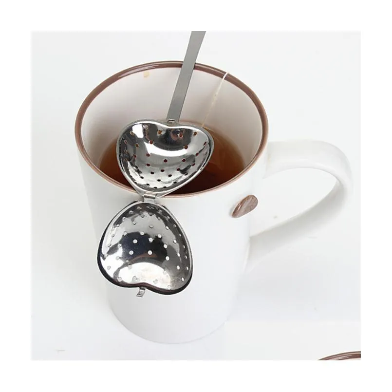 heart shaped stainless steel tea infuser spoon strainer stainless steel steeper handle shower spoon creative tea tools sn1109