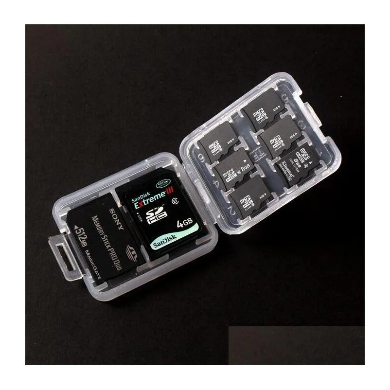 new 8 in 1 plastic case box for tf micro sd memory card for sdhc tf ms protector holder high quality lx0285