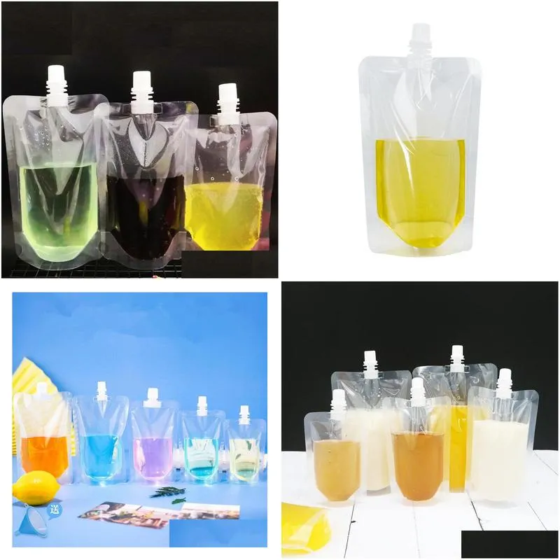 selfsuction nozzle bag clear spout bag drink liquid transparent sealed squeeze pouch bag 200ml 250ml 300ml 380ml 500ml lx0079