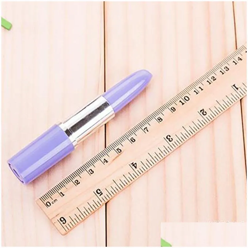 cute lipstick ball point pens kawaii candy color plastic ball pen novelty item stationery 5 colors dhs