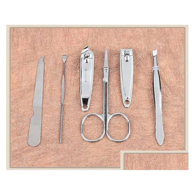 6 pcs/set nail clipper kit nail cutters nail tools scissor eyelash tweezer ear pick manicure sets gifts shipping sn1323