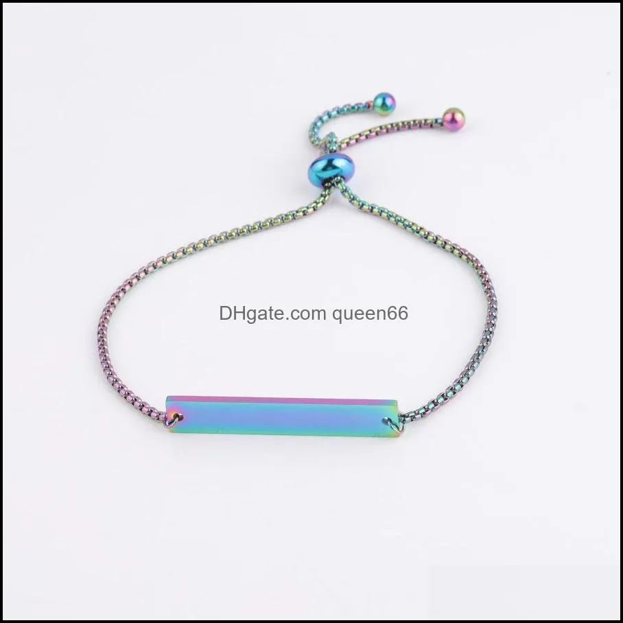 diy personalized blank bar bracelet 316l stainless steel can custom engrave bracelets adjustable mens bracelet for friend jewelry