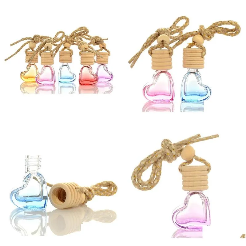 wholesale 5ml mini glass perfume bottle aromatherapy car hang decoration hanging perfume bottles with wooden cap sn2652