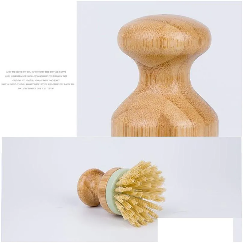 pot pan wash tool durable dish scrubber round wooden handle mini multifunctional tableware cleaning brush bristles wholesale lx2424