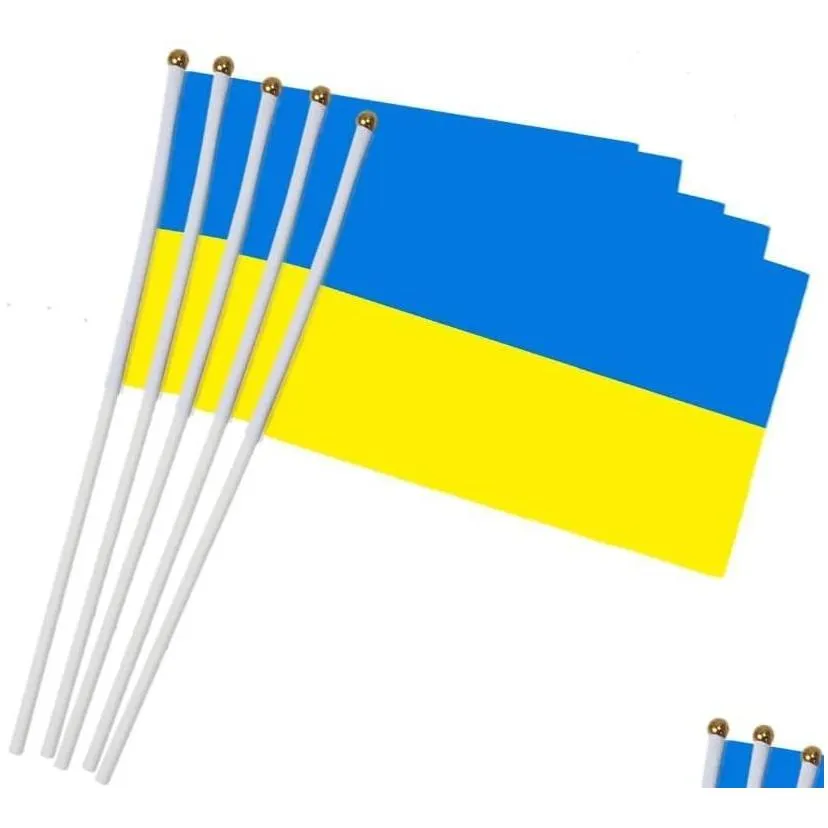 20x30cm ukraine handheld mini flag with white pole vivid color and fade resistant country banner national bunting flags durable