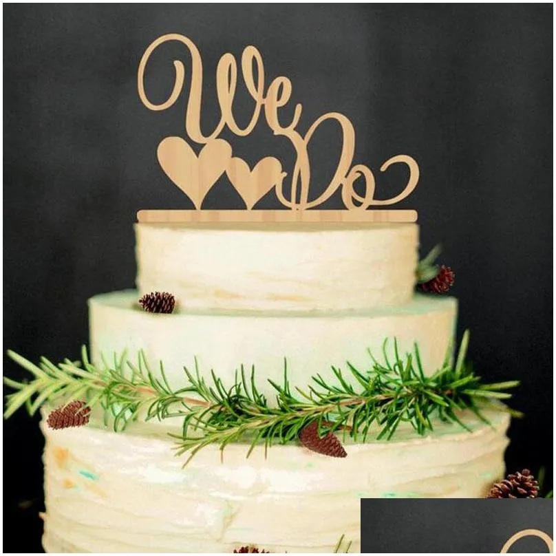 romantic wedding cake topper wood love we do shape letters engaged decoration unique cake accessories za4016