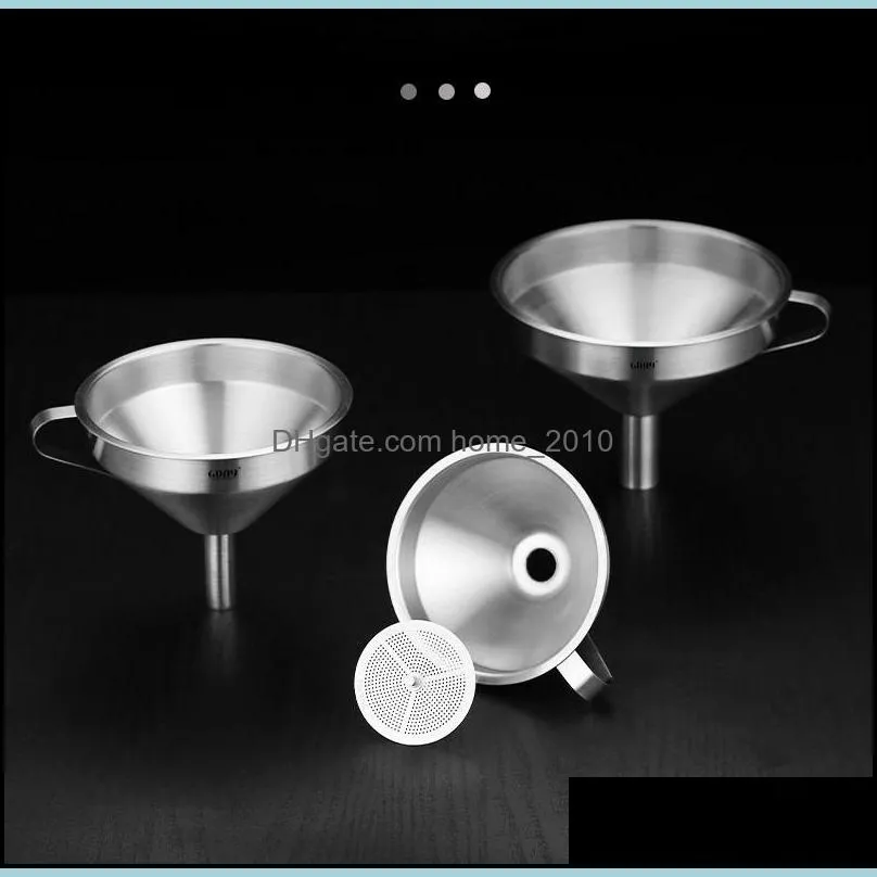 strainers stainless steel funnel oil liquid metal with detachable filter wide mouth colanders for canning kitchen tools