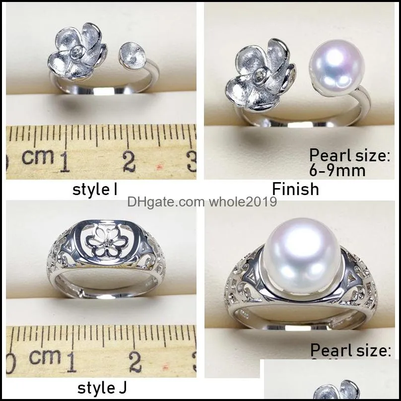 wholesale pearl ring settings zircon rings s925 silver ring settings 12 styles ring for women mounting rings adjustable size diy jewelry