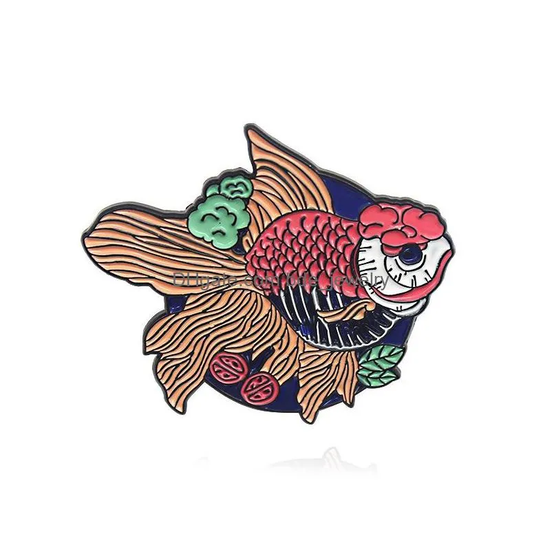 colorful goldfish brooches for women alloy animal badges collar pin denim shirt jewelry gift bag hat clothes accessories