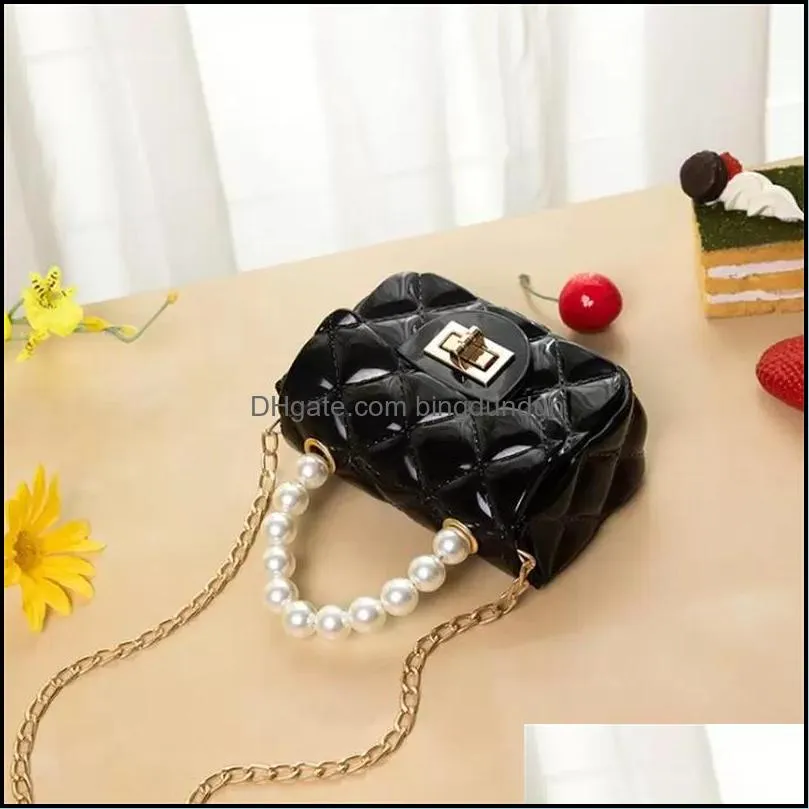 children small hand bag pearl tote baby purse ladies fashion diamond jelly bag oneshoulder crossbody mini chain key bags