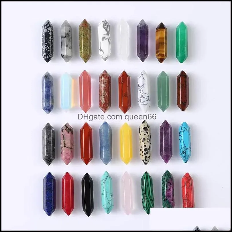 hexagon prism reiki healing chakra ornaments natural stone pillar palm quartz mineral crystal gemstone hand piece home decoration jewelry making