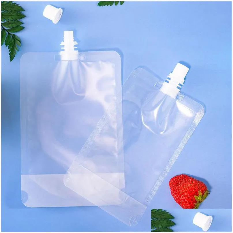 selfsuction nozzle bag clear spout bag drink liquid transparent sealed squeeze pouch bag 200ml 250ml 300ml 380ml 500ml lx0079