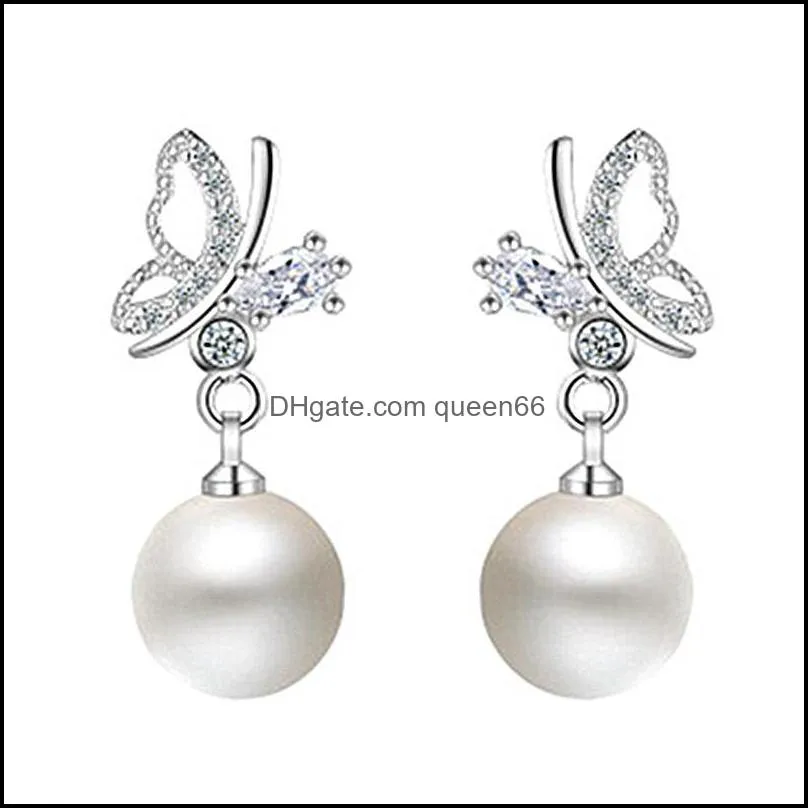 exaggerated butterfly earrings for women luxury jewelry rhinestone pendant earrings elegant colorful vintage trend pearl stud earring