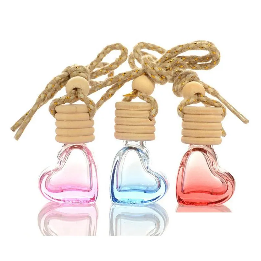 wholesale 5ml mini glass perfume bottle aromatherapy car hang decoration hanging perfume bottles with wooden cap sn2652