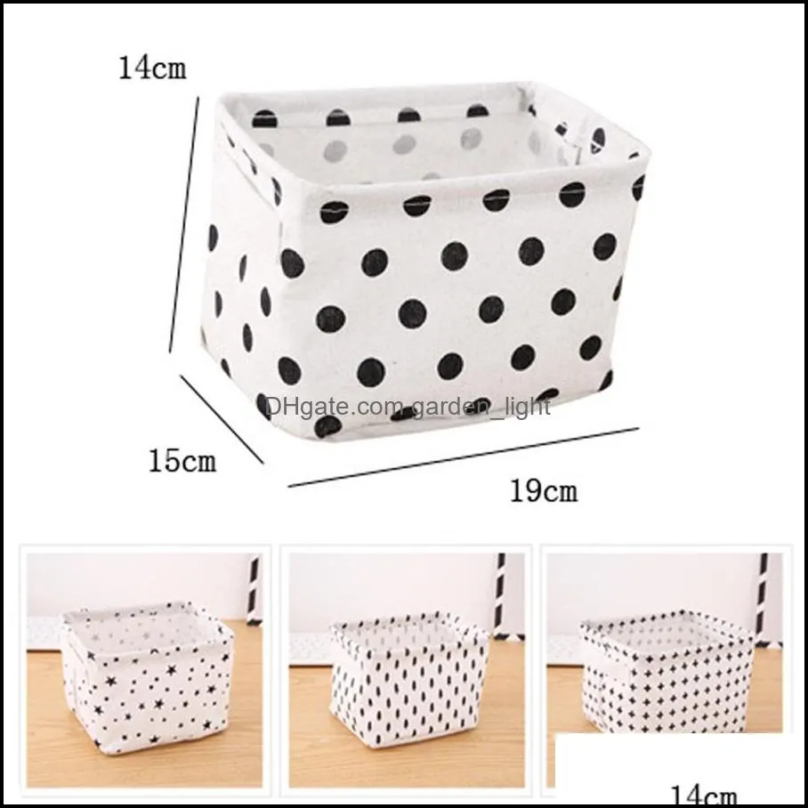 house tools cartoon cotton linen with handle desktop debris basket clothing fabric storage small basket folding delicate cute box dh0588