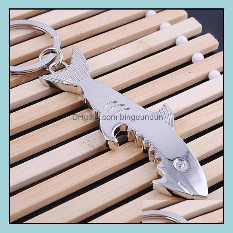 newretro keychain shark bottle opener bar tools metal key ring beer bottles openers portable kitchen creative gift barware rrd12867