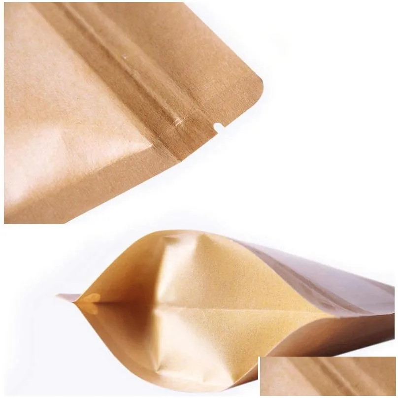 stand up kraft paper pack bags w/ frosted window biscuit doy pack zipper storage pouch lz0492