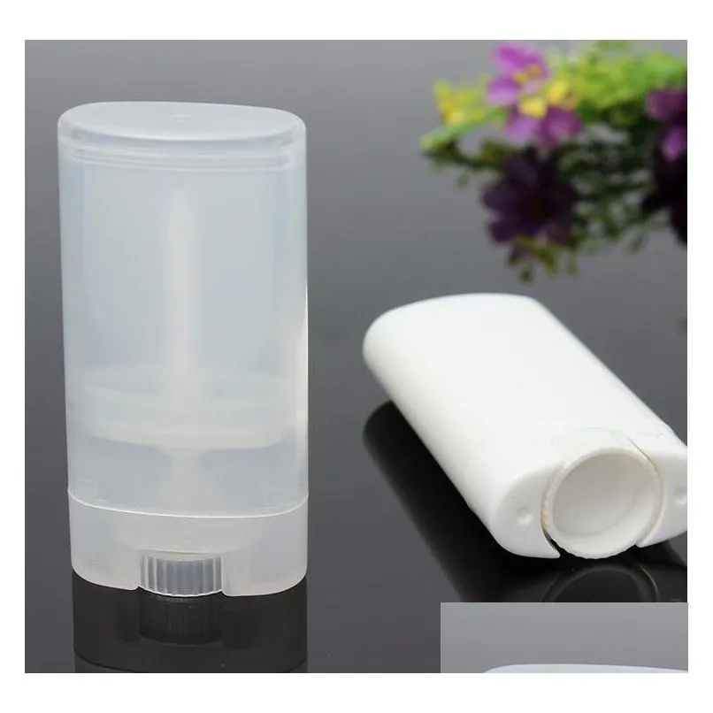 1000pcs 15g plastic empty diy oval lip balm tubes portable deodorant containers clear white lipstick fashion cool lip tubes