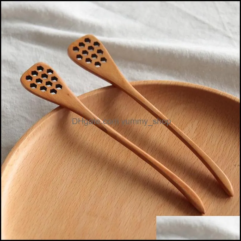 natural wooden honey stick long spoon honeycomb honey dipper rrb14905