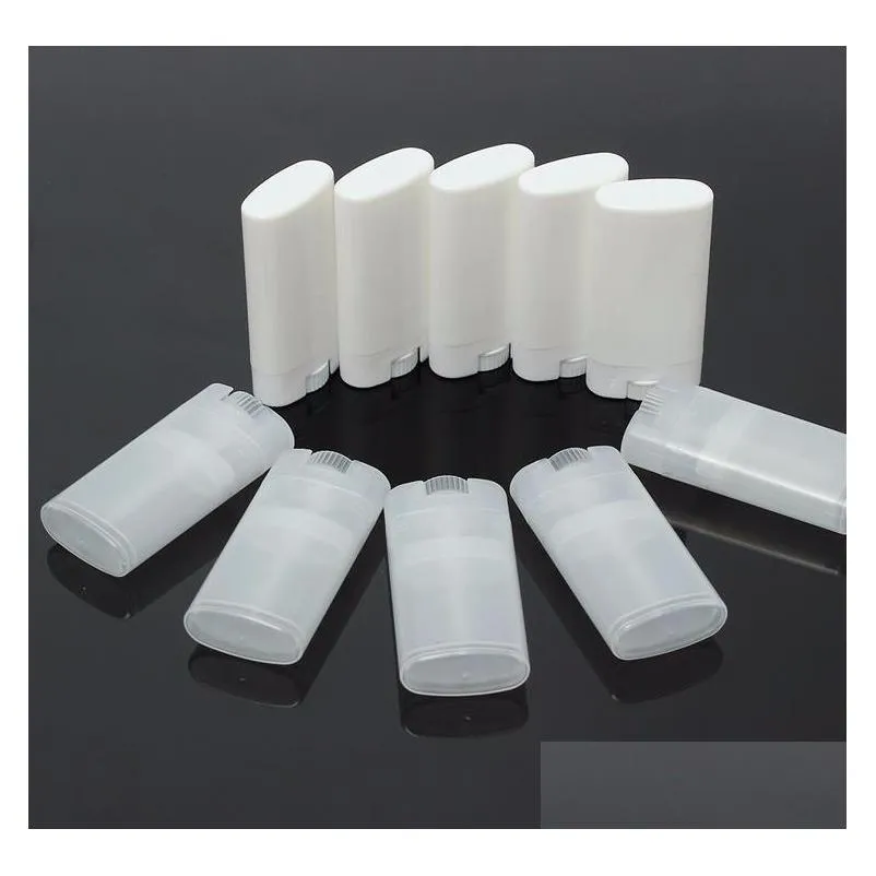 1000pcs 15g plastic empty diy oval lip balm tubes portable deodorant containers clear white lipstick fashion cool lip tubes