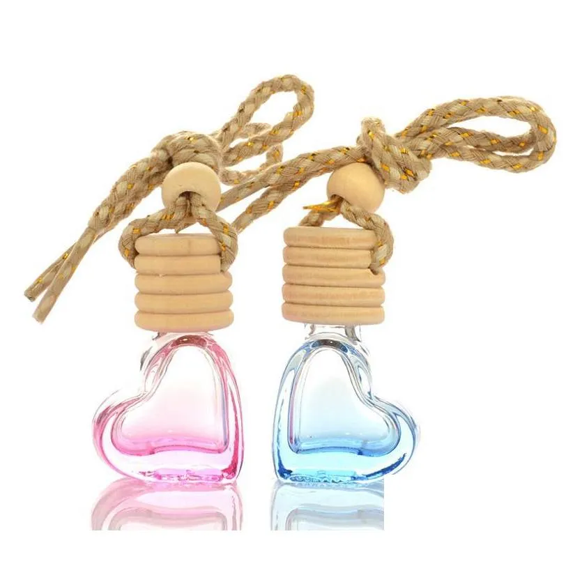 wholesale 5ml mini glass perfume bottle aromatherapy car hang decoration hanging perfume bottles with wooden cap sn2652