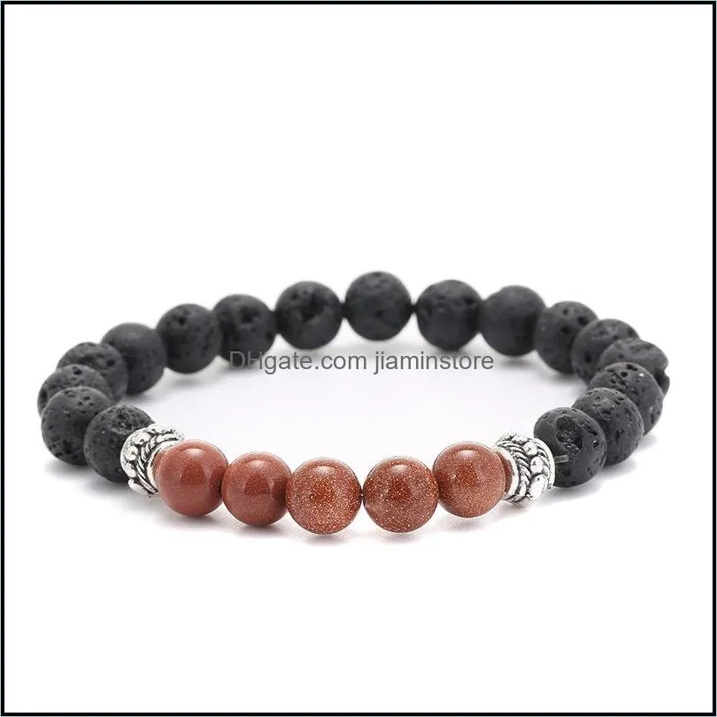 8mm natural lava stone bead turquoise tiger eye bracelet diy volcano essential oil diffuser bracelet for women men jewelry