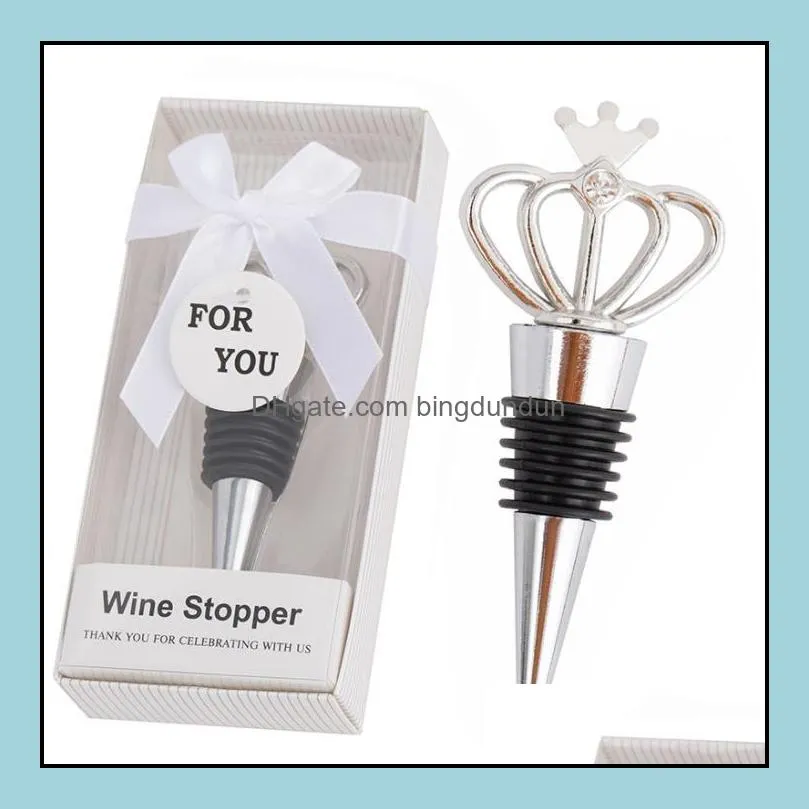 diamond crown wine stopper silver stoppers home kitchen bar tool metal seal stoppers wedding guest gifts rre13435