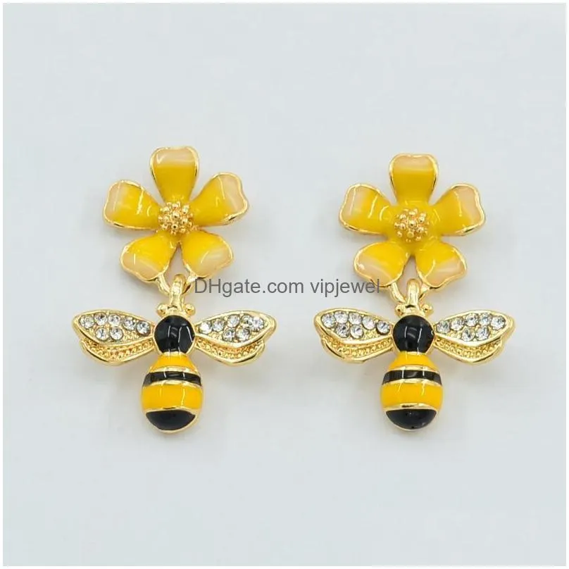 fashion jewelry flower bee earrings eardrop dangle stud earrings