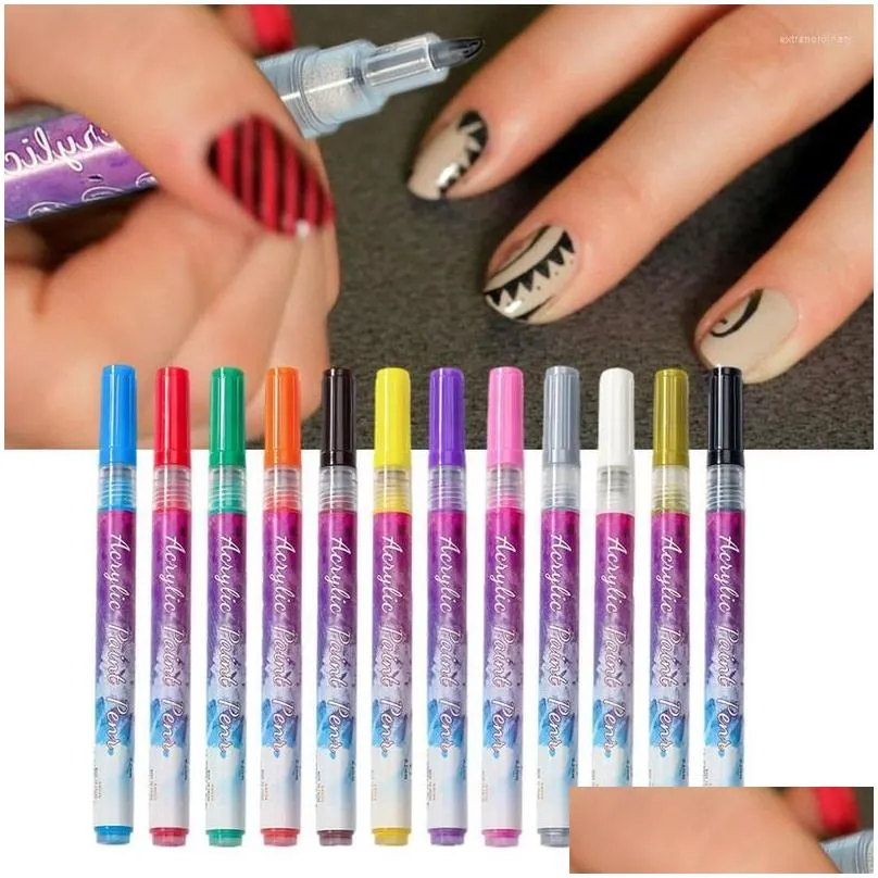 nail art kits pen set 0.7mm tip 12 colors 3d doodle pens diy makeup supply graffiti kit for natural nails flower