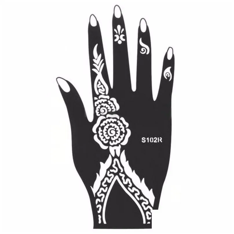 wholesalenew 1pcs india henna temporary tattoo stencils for hand leg arm feet body art template body decal for wedding nb137 