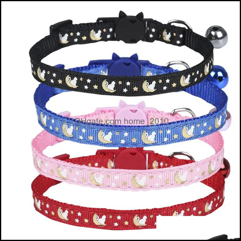 cute bell collars for cat teddy bomei dog cartoon funny footprint collar leads pet accessories animal goods