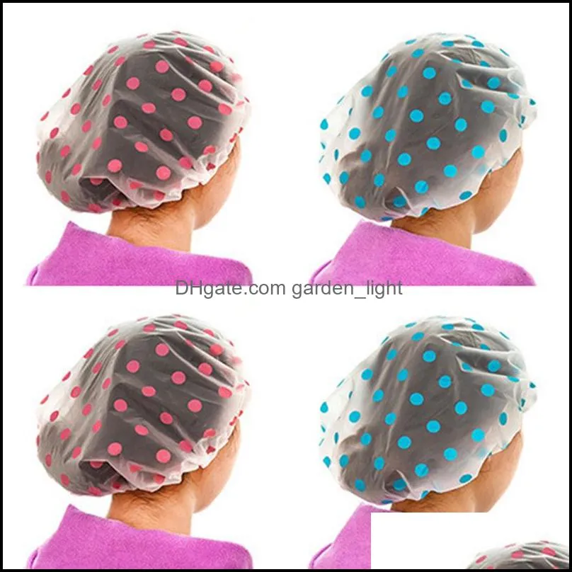 fashion waterproof shower cap resuable lace elastic band bath hair caps hat women kitchen antifume hat thicken shower hair cover dbc