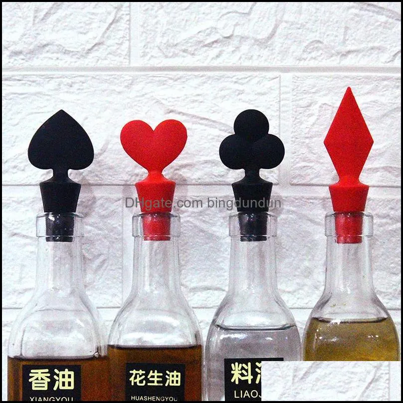 4 styles poker bottle stopper caps family bar preservation tools wine food grade silicone bottles stopper creative design safe