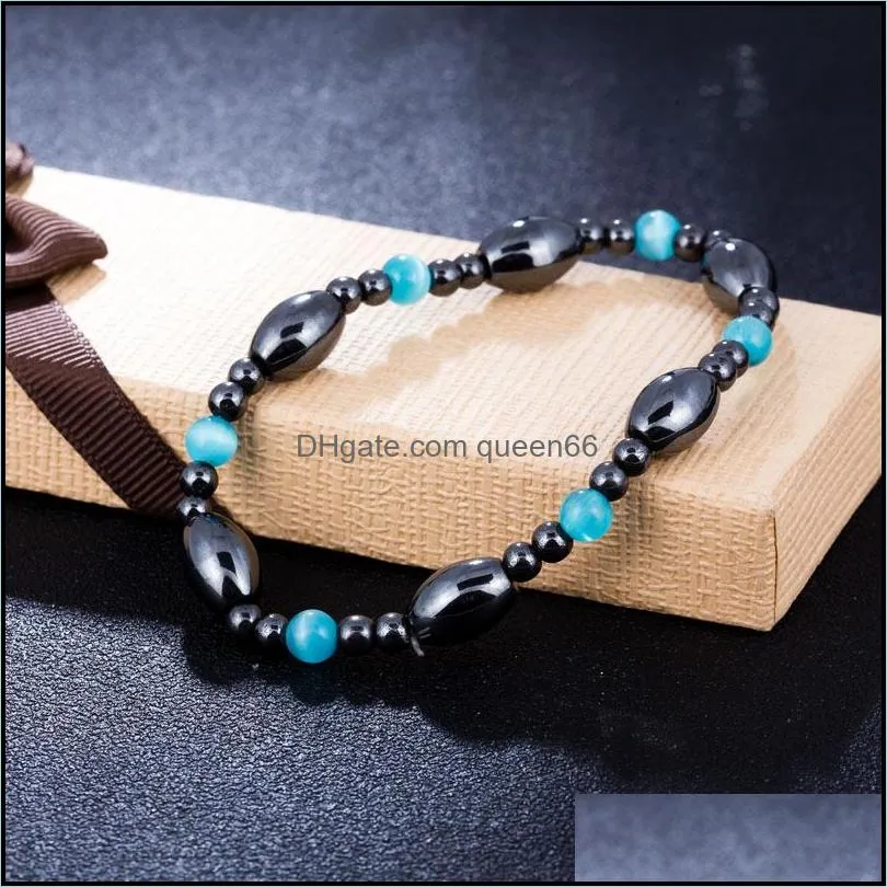 beaded elastic magnetic magnet bracelet black beads magnetic therapy health jewelry