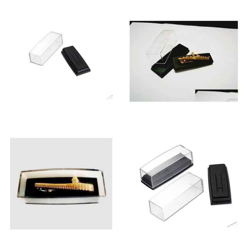 clear cover box for tie clip pin gift boxes wedding engagement favours stickpin display packaging casket