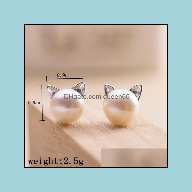 fashion cute cat ears pearl stud earrings fashion exquisite jewelry gifts womens earrings party gifts