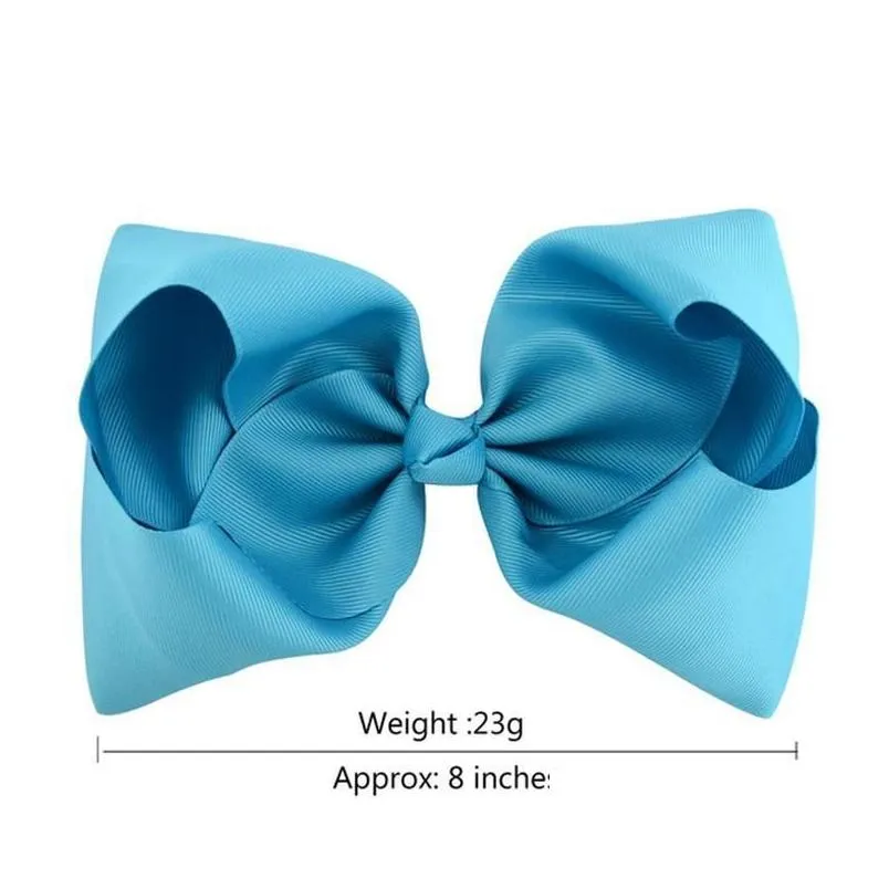 20 colors candy color 8 inch baby ribbon bow hairpin clips girls large bowknot barrette kids hairbows kids hair accessories 1025