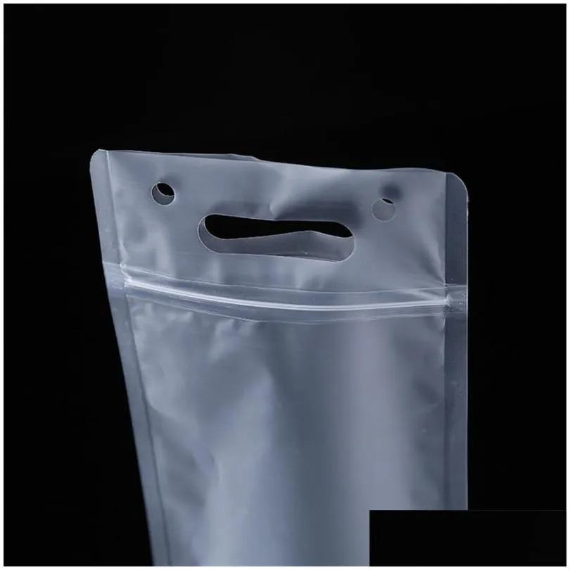 drinking juice plastic bag beverage frosted bag with handle soup liquid bag kitchen zing no straw wholesale lx2899