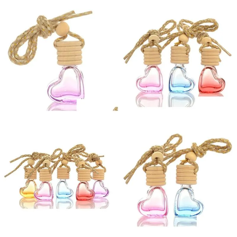 wholesale 5ml mini glass perfume bottle aromatherapy car hang decoration hanging perfume bottles with wooden cap sn2652