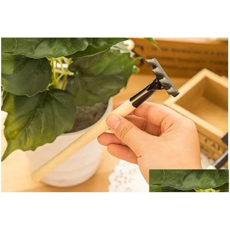 mini garden tools kit small shovel rake spade wood handle metal head kids gardener gardening plant tool za2596