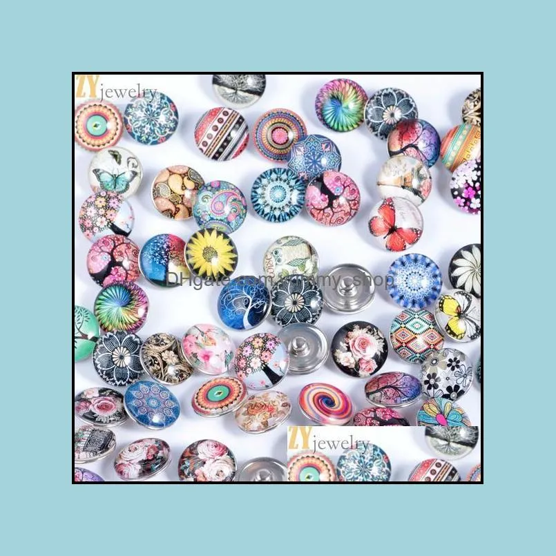 mixed styles 18mm glass snap button clasps diy bracelet necklace snaps jewelry accessory