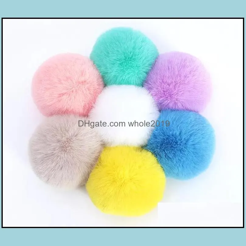 8cm faux rabbit fur ball pom poms fluffy pompom accessories diy for women kids winter hats skullies beanies knitted cap key ring