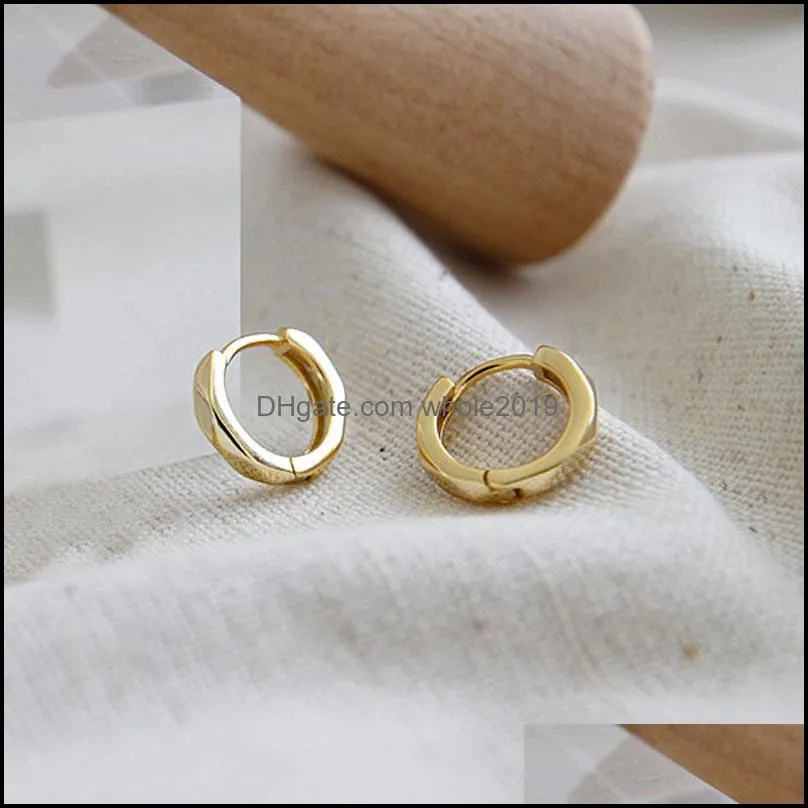 1 pc 100 real 925 sterling silver hoop earrings for lady korea ins rhombus circle small round earring fine jewelry yme572