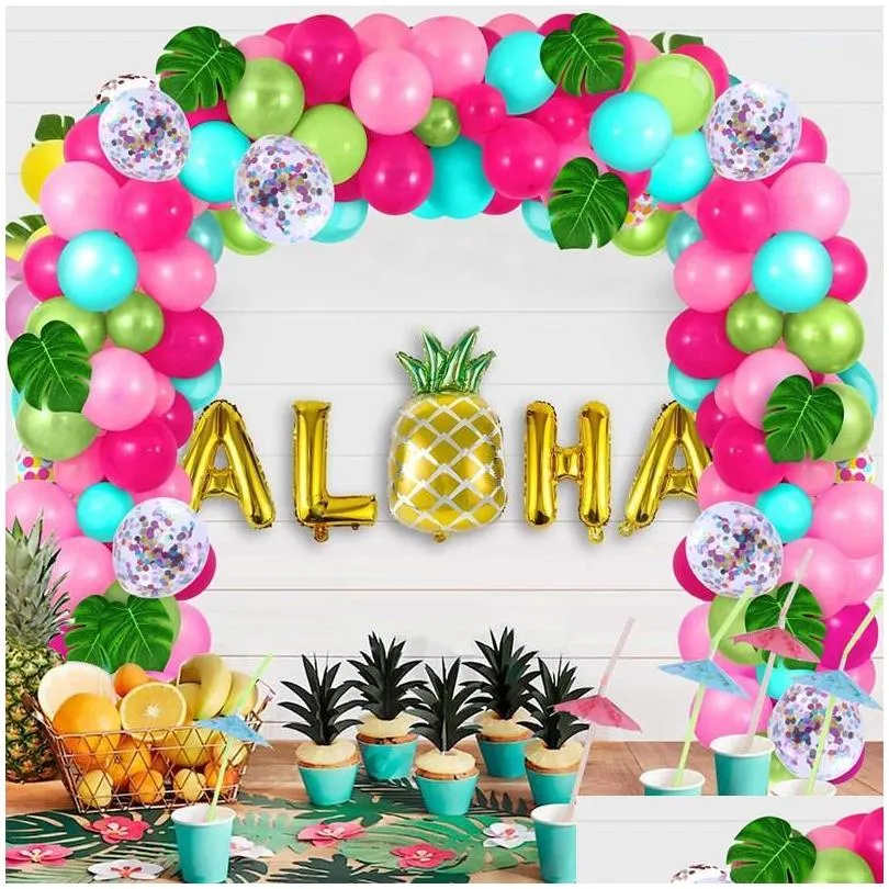 party decoration summer pink flamingo decor balloon banner tropical hawaiian birthday supplies luau aloha