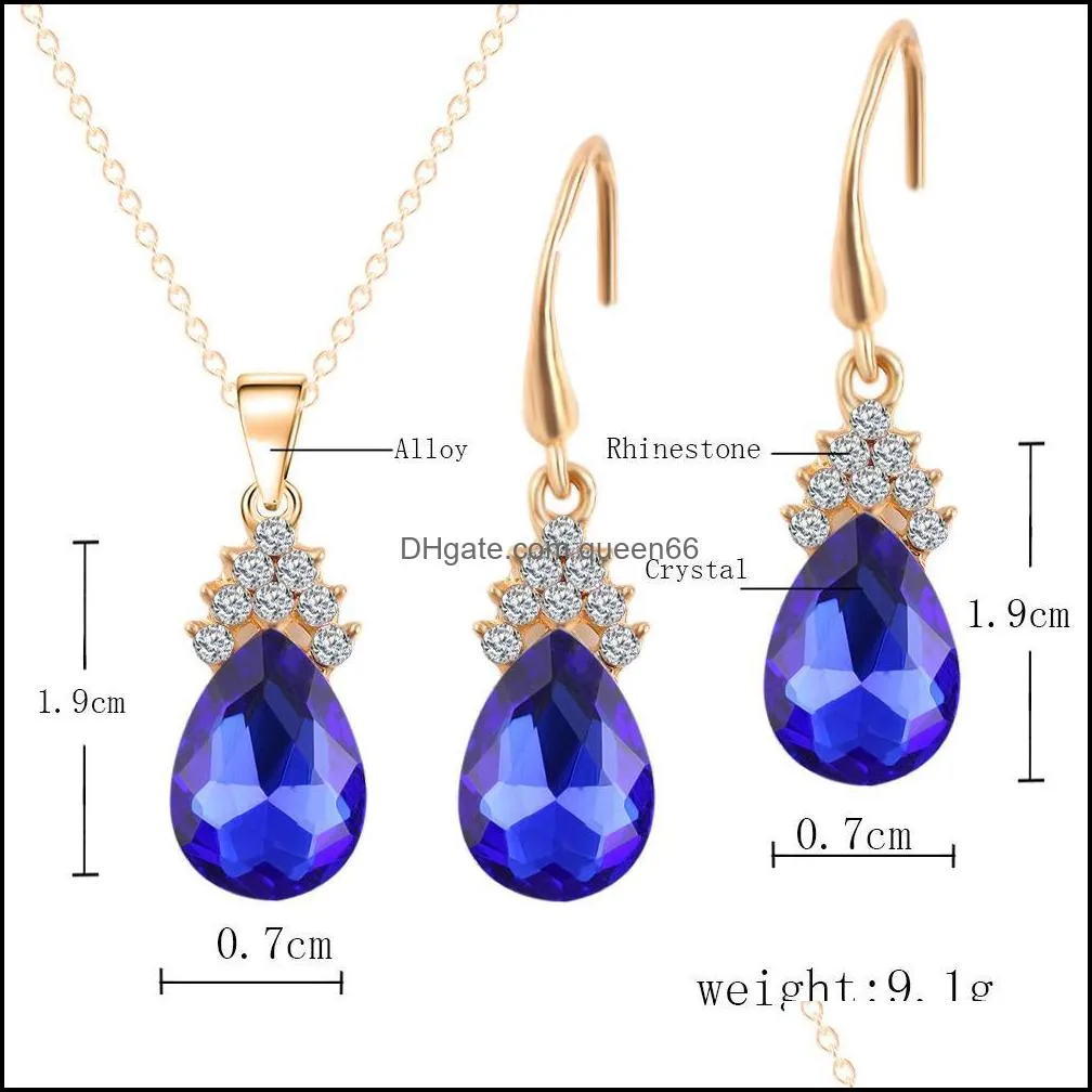 party jewelry set water drop earrings and american fashion gold series jewery sets bridesmaid jewelry set