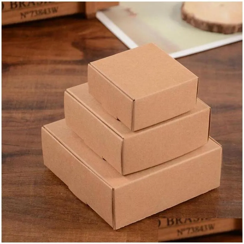 9.5x9.5x3.5cm kraft paper cardboard package box gift packaging soap jewlery packing box candy boxes za4518