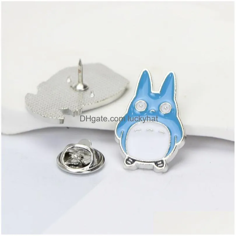 japanese anime peripherals brooches set 8pcs cute totoro bus briquettes badges for girls silver plated alloy pin jewelry gift