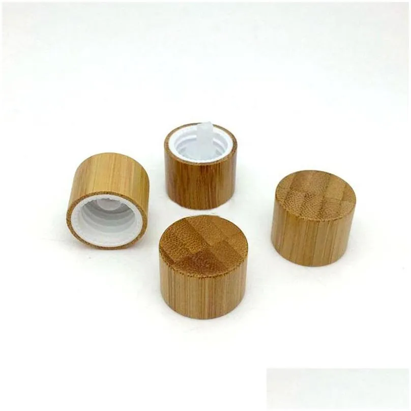 storage bottles jars 30pcs bamboo products cosmetic cap 18mm neck glass  oil cover 18/410 plastic spiral drops of plug lid