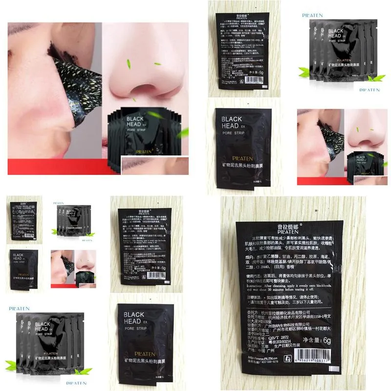 pilaten black mask deep cleansing blackhead remover acne face mask purifing shrink pores skin care dreopshipping