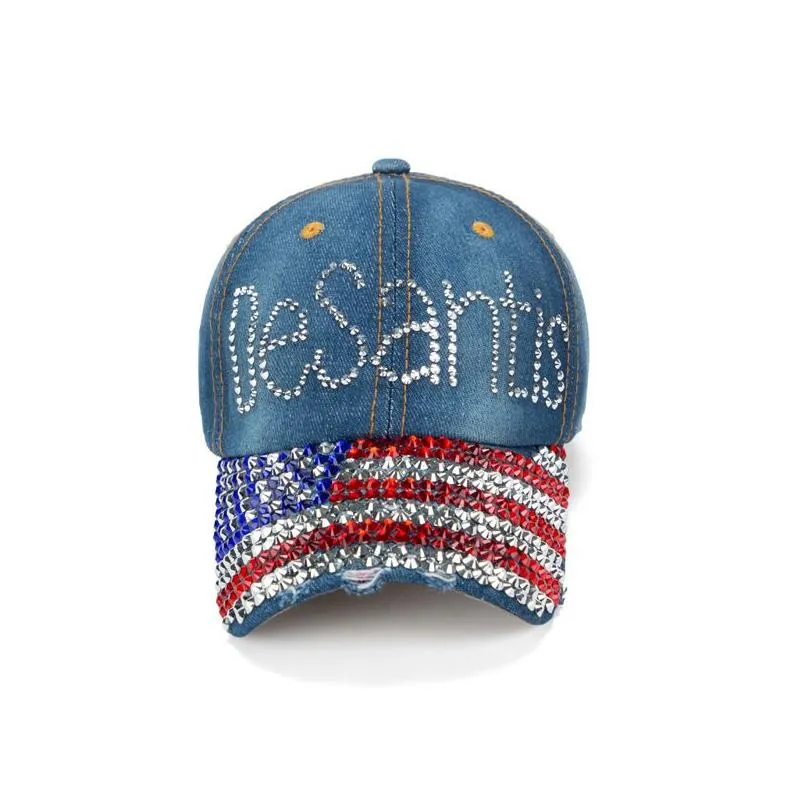 desantis baseball caps party hats for women cotton rhinestone diamond hat for 2024 us president election america